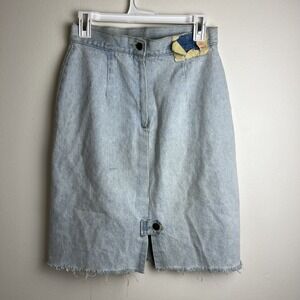 VTG Bongo Jean Skirt Size 11 90s Surfer California Light Wash Distressed